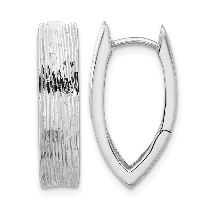 Sterling Silver Rhodium Plated And D/C Fancy Hinged Hoop Earrings