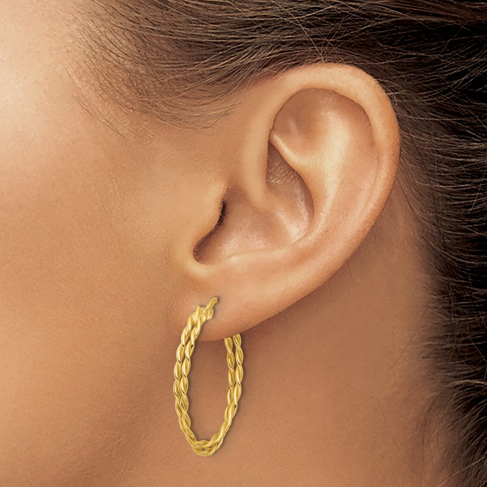Sterling Silver Gold Tone Polished Twisted Lrg Oval Hoop Earrings