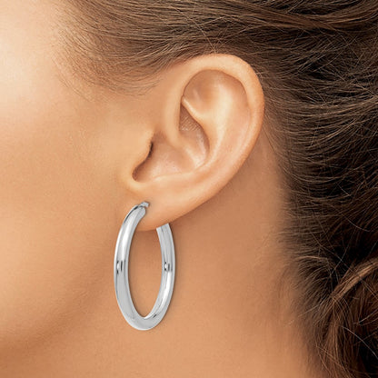 Sterling Silver Rhodium Plated 3.5mm Tube Earrings