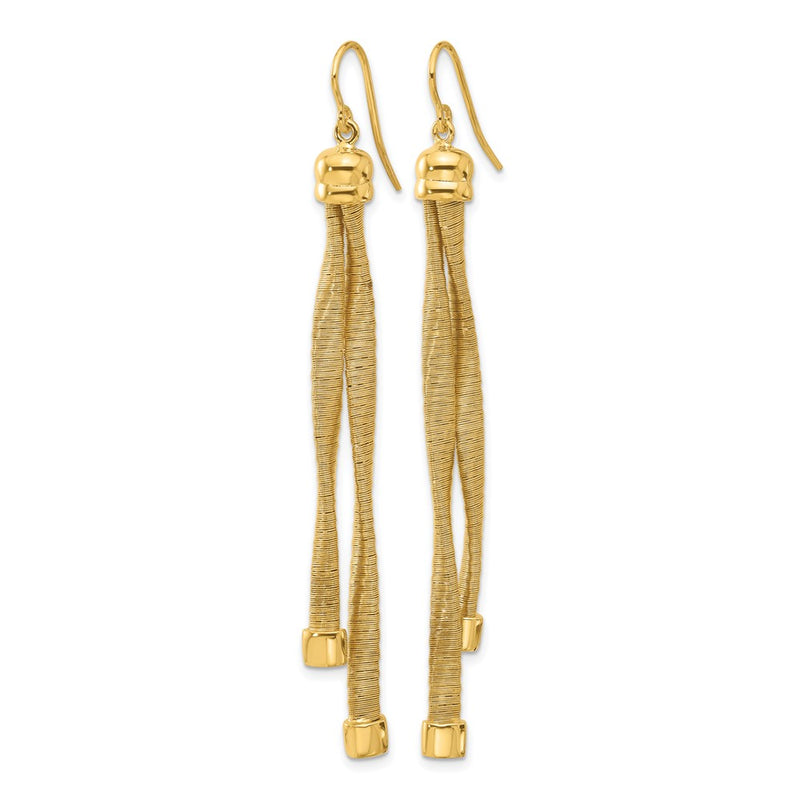 Gold Plated Sterling Silver Plat Twist Texture Wrapped 2 Strand Earrings