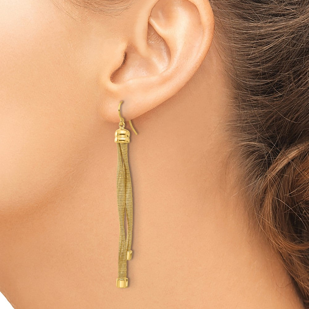 Gold Plated Sterling Silver Plat Twist Texture Wrapped 2 Strand Earrings