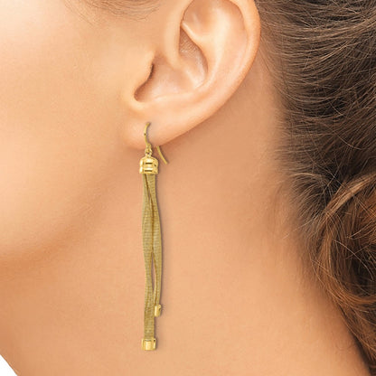 Gold Plated Sterling Silver Plat Twist Texture Wrapped 2 Strand Earrings
