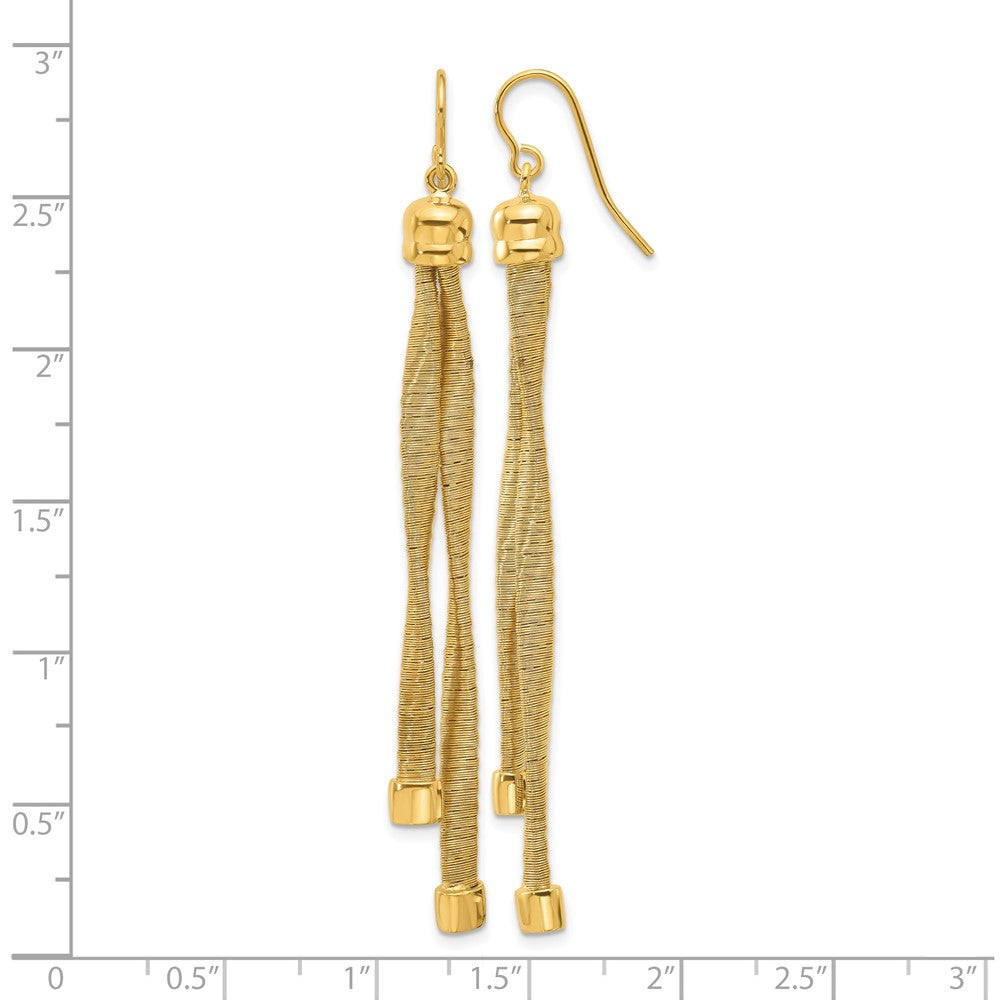 Gold Plated Sterling Silver Plat Twist Texture Wrapped 2 Strand Earrings