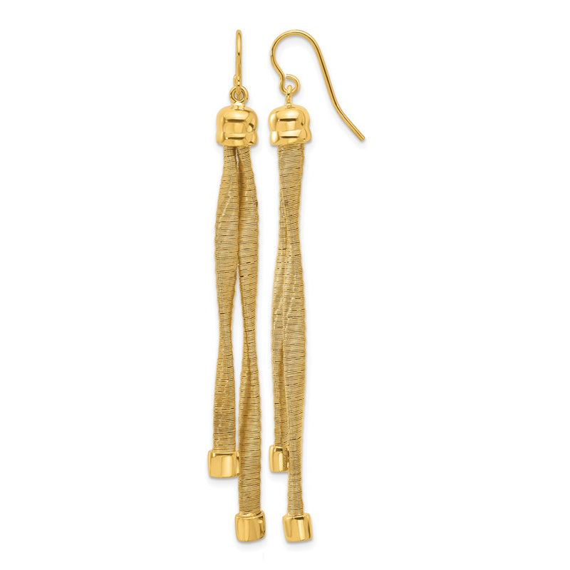 Gold Plated Sterling Silver Plat Twist Texture Wrapped 2 Strand Earrings