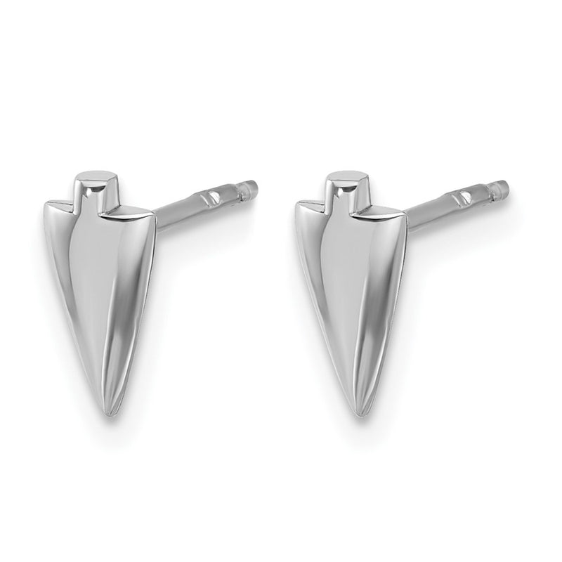 Sterling Silver Rh Plated Polished Arrowhead Post Earrings