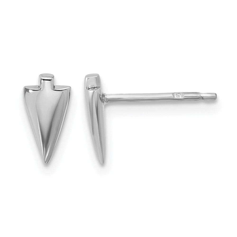 Sterling Silver Rh Plated Polished Arrowhead Post Earrings