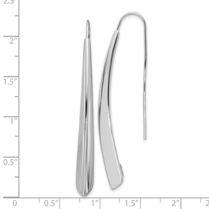 Sterling Silver Rhodium Plate Polished Drop Bar Threader Earrings