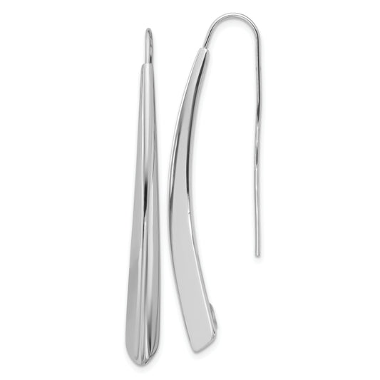 Sterling Silver Rhodium Plate Polished Drop Bar Threader Earrings