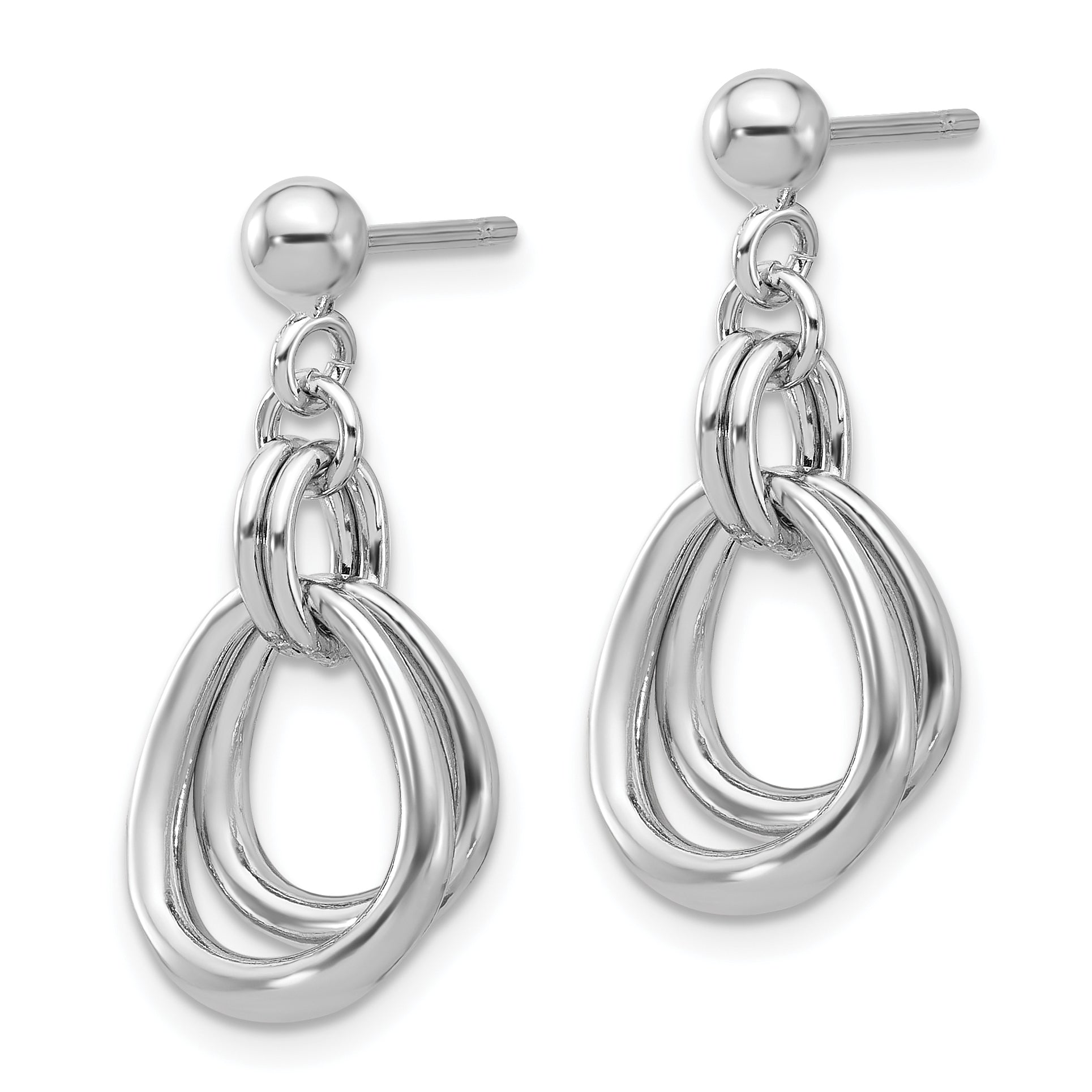 Sterling Silver Rhodium Plated Polished Post Dangle Earrings