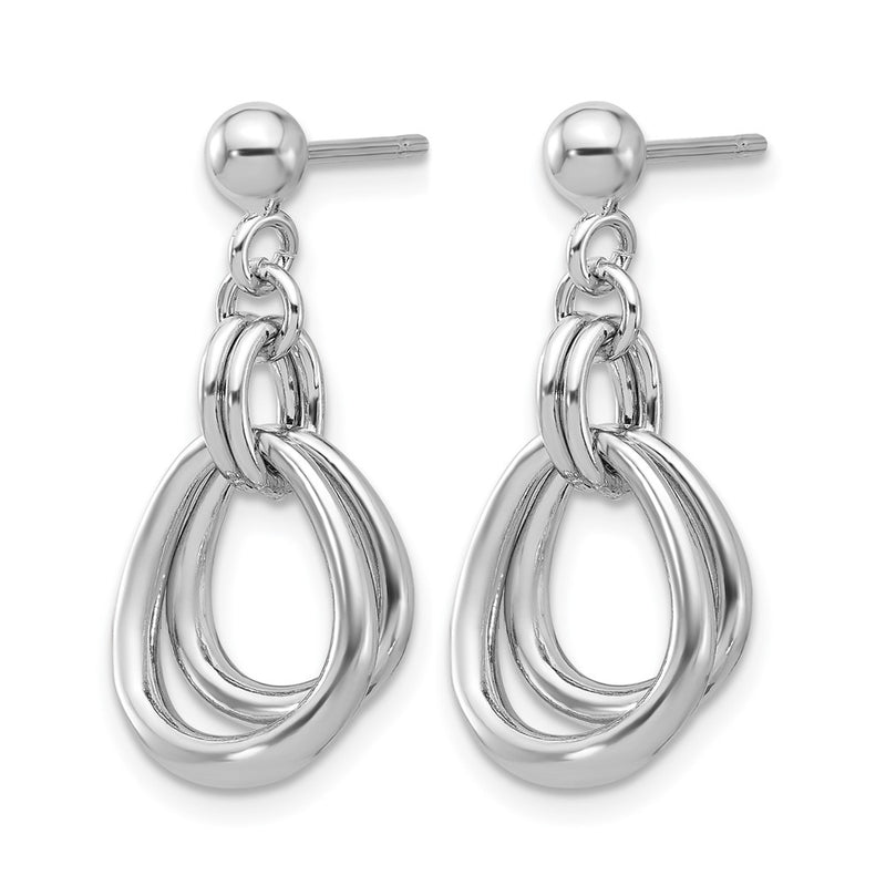 Sterling Silver Rhodium Plated Polished Post Dangle Earrings