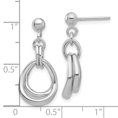 Sterling Silver Rhodium Plated Polished Post Dangle Earrings