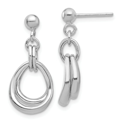 Sterling Silver Rhodium Plated Polished Post Dangle Earrings