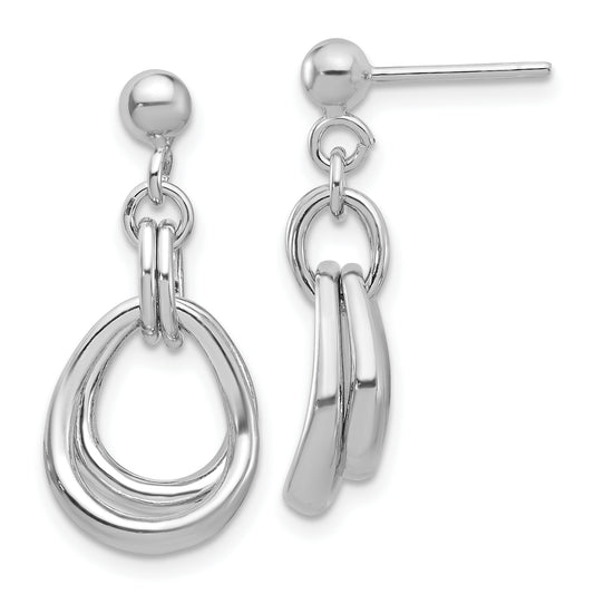 Sterling Silver Rhodium Plated Polished Post Dangle Earrings
