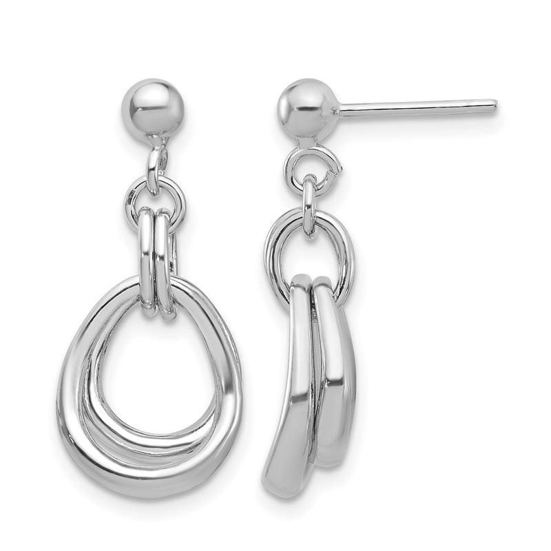 Sterling Silver Rhodium Plated Polished Post Dangle Earrings
