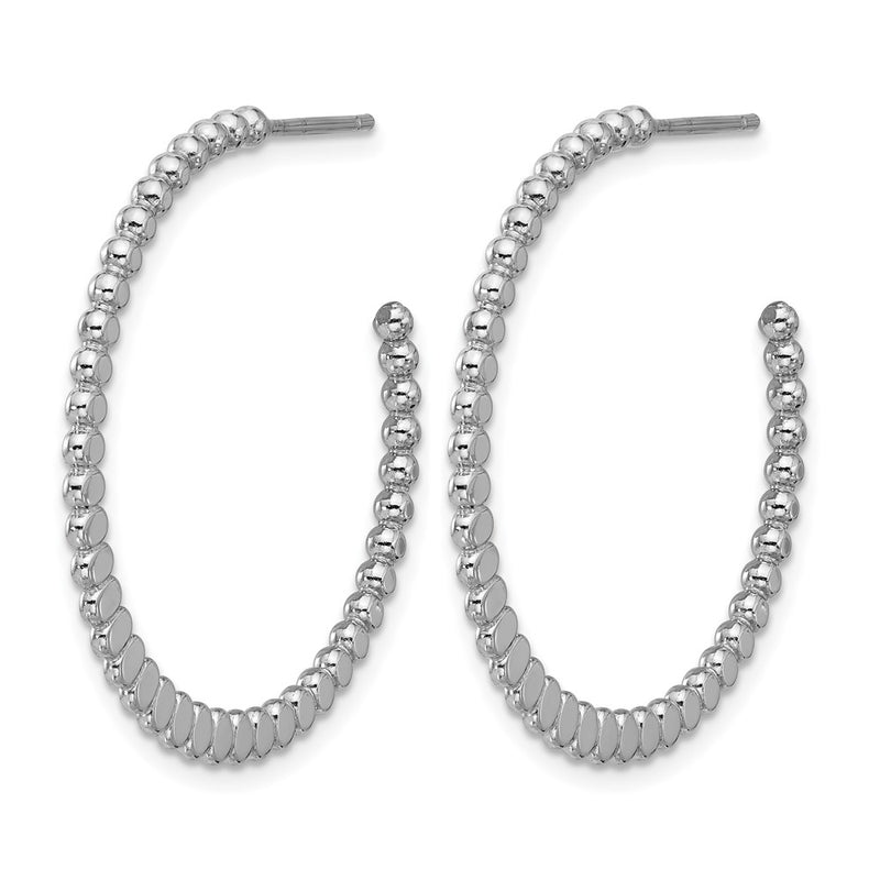 Sterling Silver Rhodium Plated Polished J Hoop Earrings