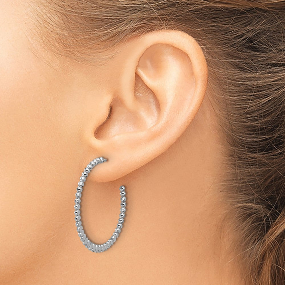 Sterling Silver Rhodium Plated Polished J Hoop Earrings