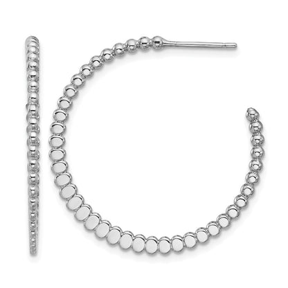 Sterling Silver Rhodium Plated Polished J Hoop Earrings