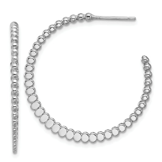 Sterling Silver Rhodium Plated Polished J Hoop Earrings