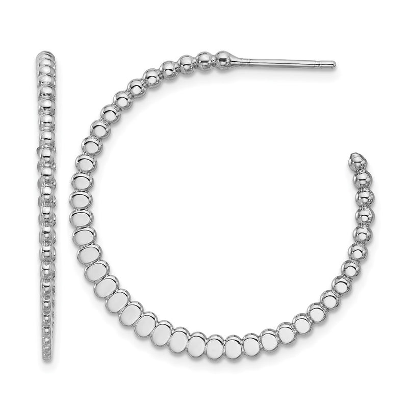 Sterling Silver Rhodium Plated Polished J Hoop Earrings