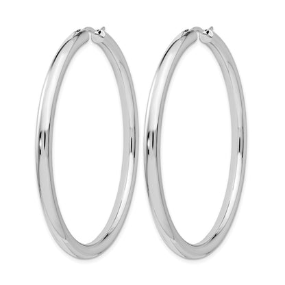 Sterling Silver Rhodium Plated 3.5mm Tube Earrings