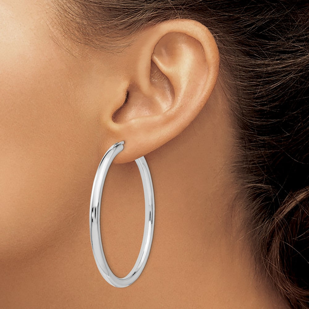 Sterling Silver Rhodium Plated 3.5mm Tube Earrings