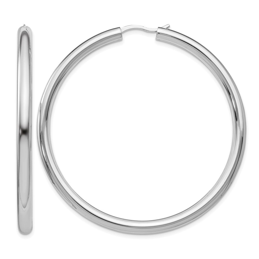 Sterling Silver Rhodium Plated 3.5mm Tube Earrings