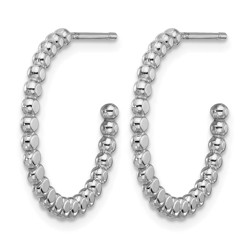 Sterling Silver Rhodium Plated Polished J Hoop Earrings