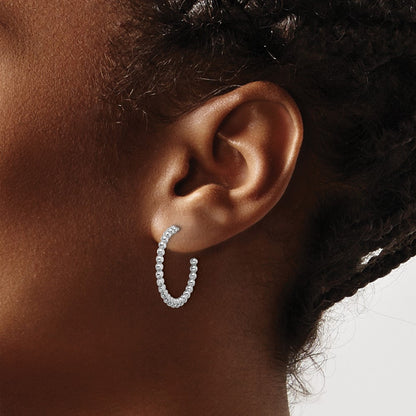Sterling Silver Rhodium Plated Polished J Hoop Earrings