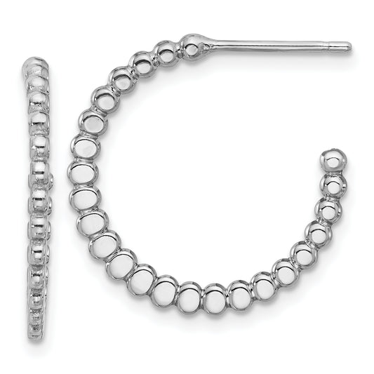 Sterling Silver Rhodium Plated Polished J Hoop Earrings