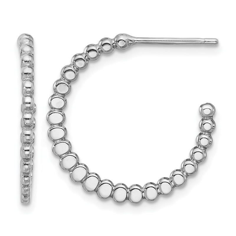 Sterling Silver Rhodium Plated Polished J Hoop Earrings