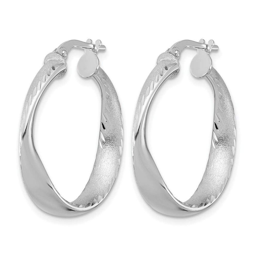 Sterling Silver Rhodium Plated Polished Hoop Earrings