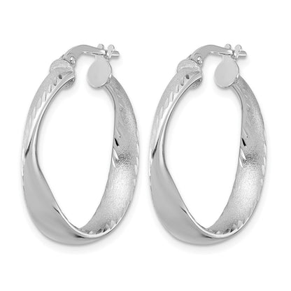 Sterling Silver Rhodium Plated Polished Hoop Earrings