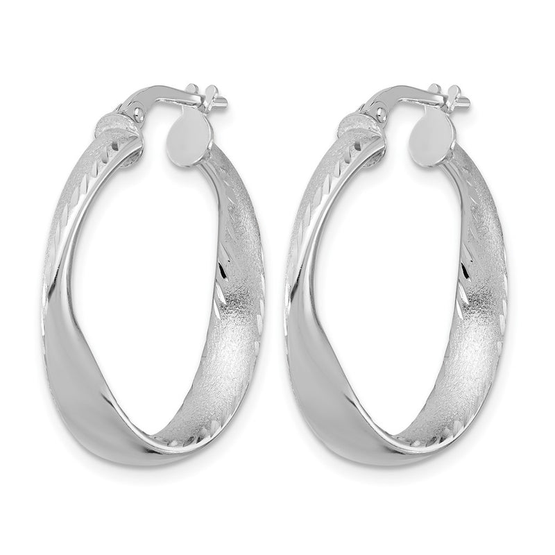Sterling Silver Rhodium Plated Polished Hoop Earrings