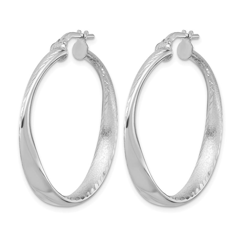 Sterling Silver Rhodium Plated Polished Hoop Earrings