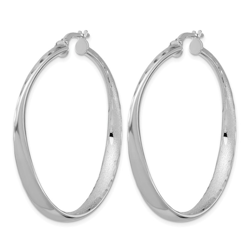 Sterling Silver Rhodium Plated Polished Hoop Earrings