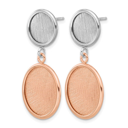 Sterling Silver Ss Rhodium/Rose Tone Radiant Essence Polished/Scratch Earrings