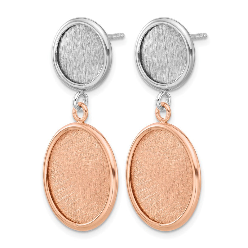 Sterling Silver Ss Rhodium/Rose Tone Radiant Essence Polished/Scratch Earrings