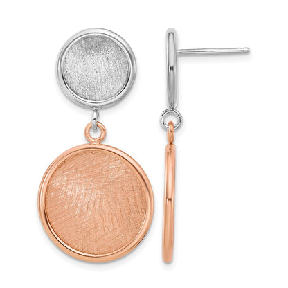 Sterling Silver Ss Rhodium/Rose Tone Radiant Essence Polished/Scratch Earrings