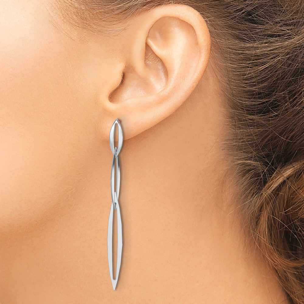 Sterling Silver Rhodium Plated Polished Post Dangle Earrings
