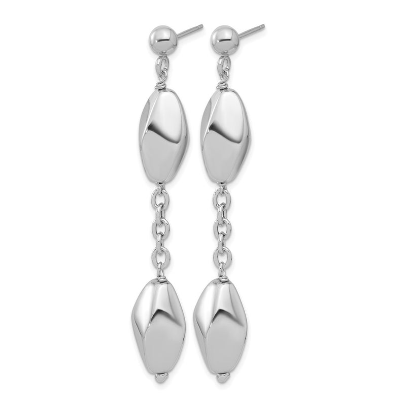 Sterling Silver Rhodium Plated Polished Post Dangle Earrings
