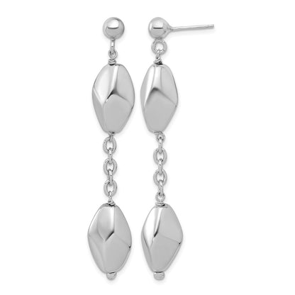 Sterling Silver Rhodium Plated Polished Post Dangle Earrings
