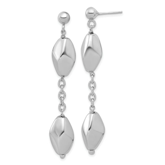 Sterling Silver Rhodium Plated Polished Post Dangle Earrings