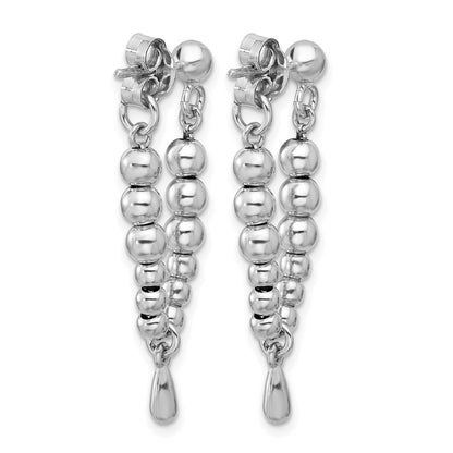 Sterling Silver Rh Plated Ball Dangle Post Earrings