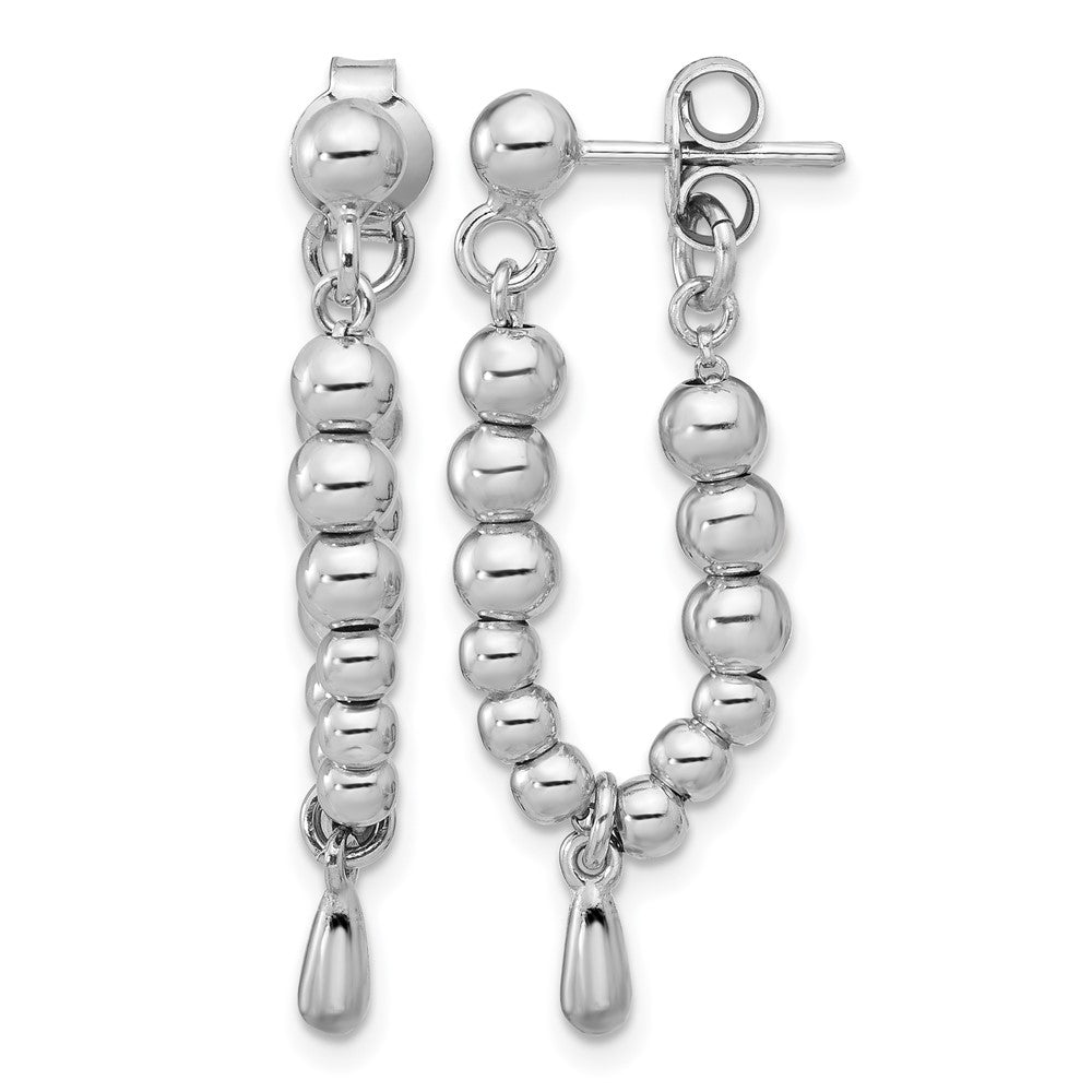 Sterling Silver Rh Plated Ball Dangle Post Earrings