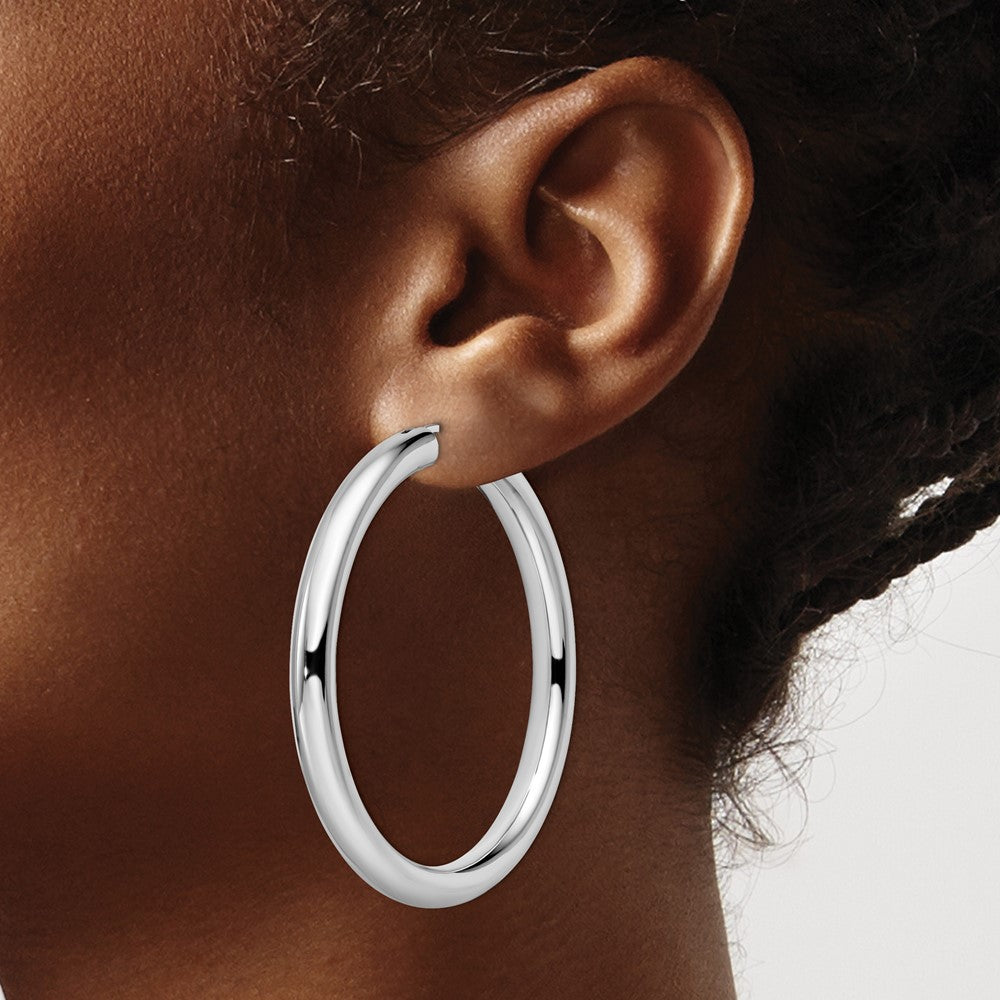 Sterling Silver Rhodium-Plated 5mm Tube Earrings