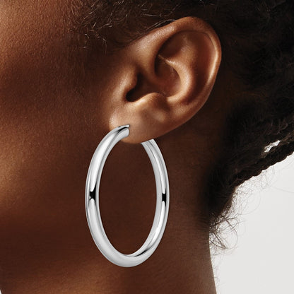 Sterling Silver Rhodium-Plated 5mm Tube Earrings