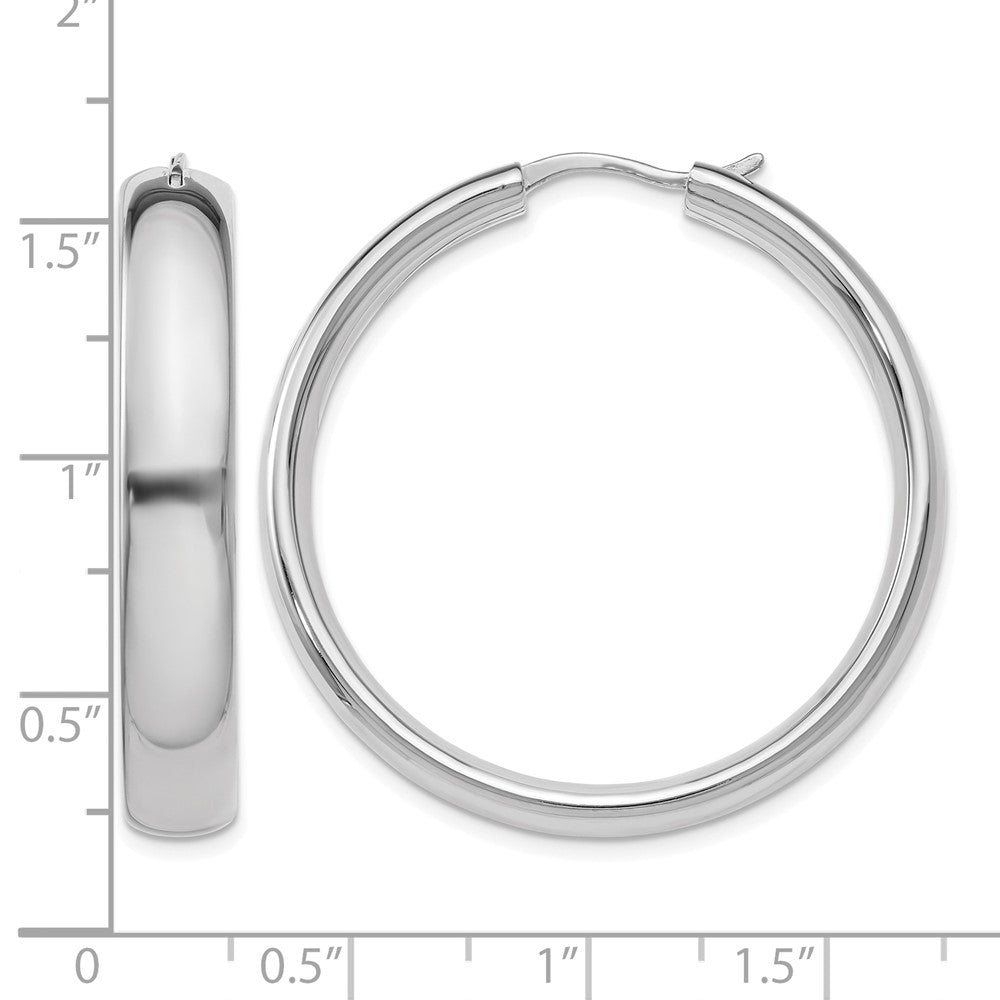 Sterling Silver Rhodium-Plated 6mm Half Round Tube Earrings