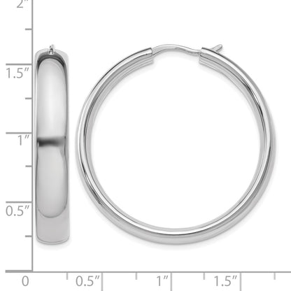 Sterling Silver Rhodium-Plated 6mm Half Round Tube Earrings