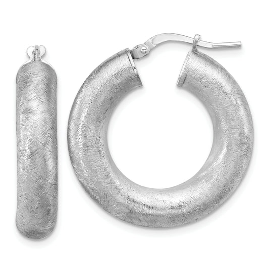 Sterling Silver Rh Plated Radiant Essence Hoop Earrings
