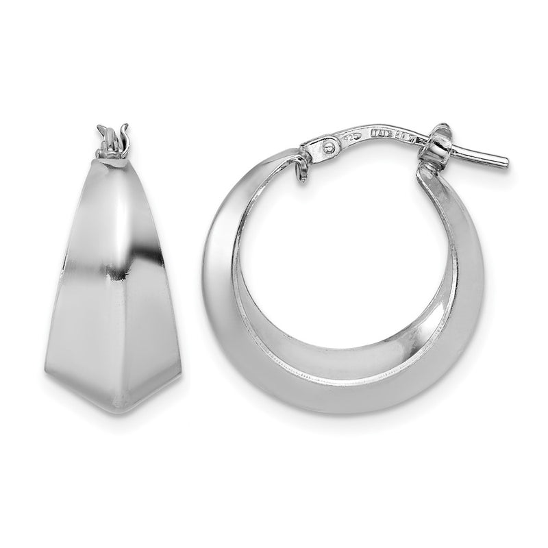 Sterling Silver Rh Plated Polished Graduated Hoop Earrings